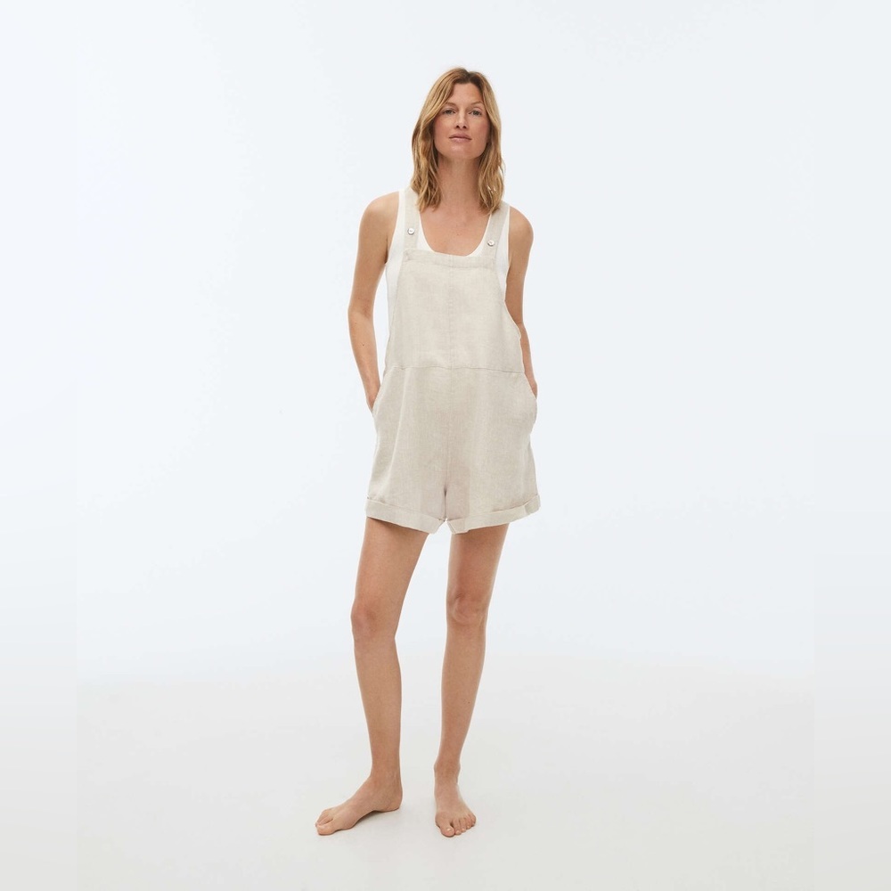 OYSHO Short Linen Jumpsuit Sz XS